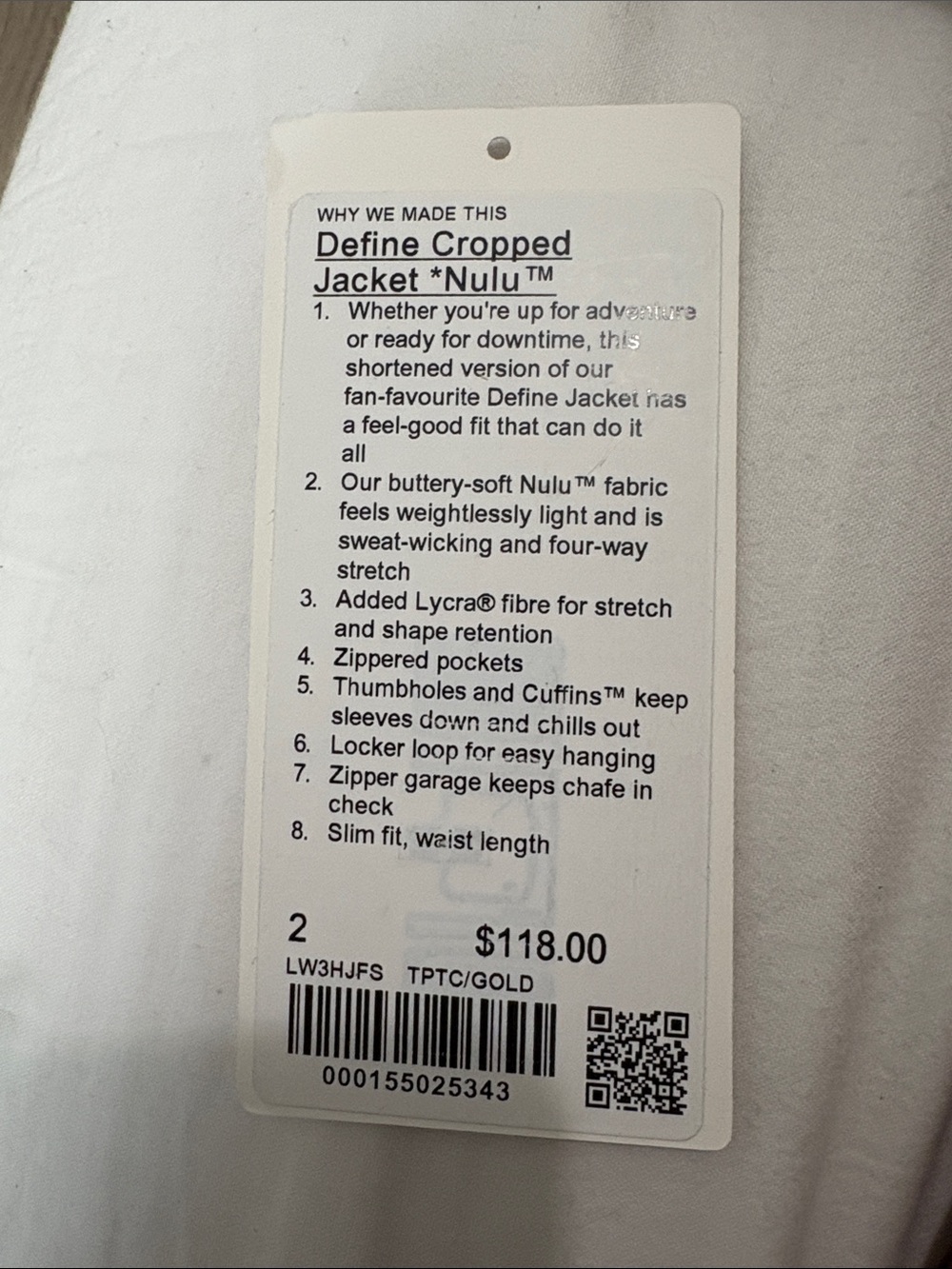 NWT lululemon define cropped jacket multi size 2 - Picture 3 of 4